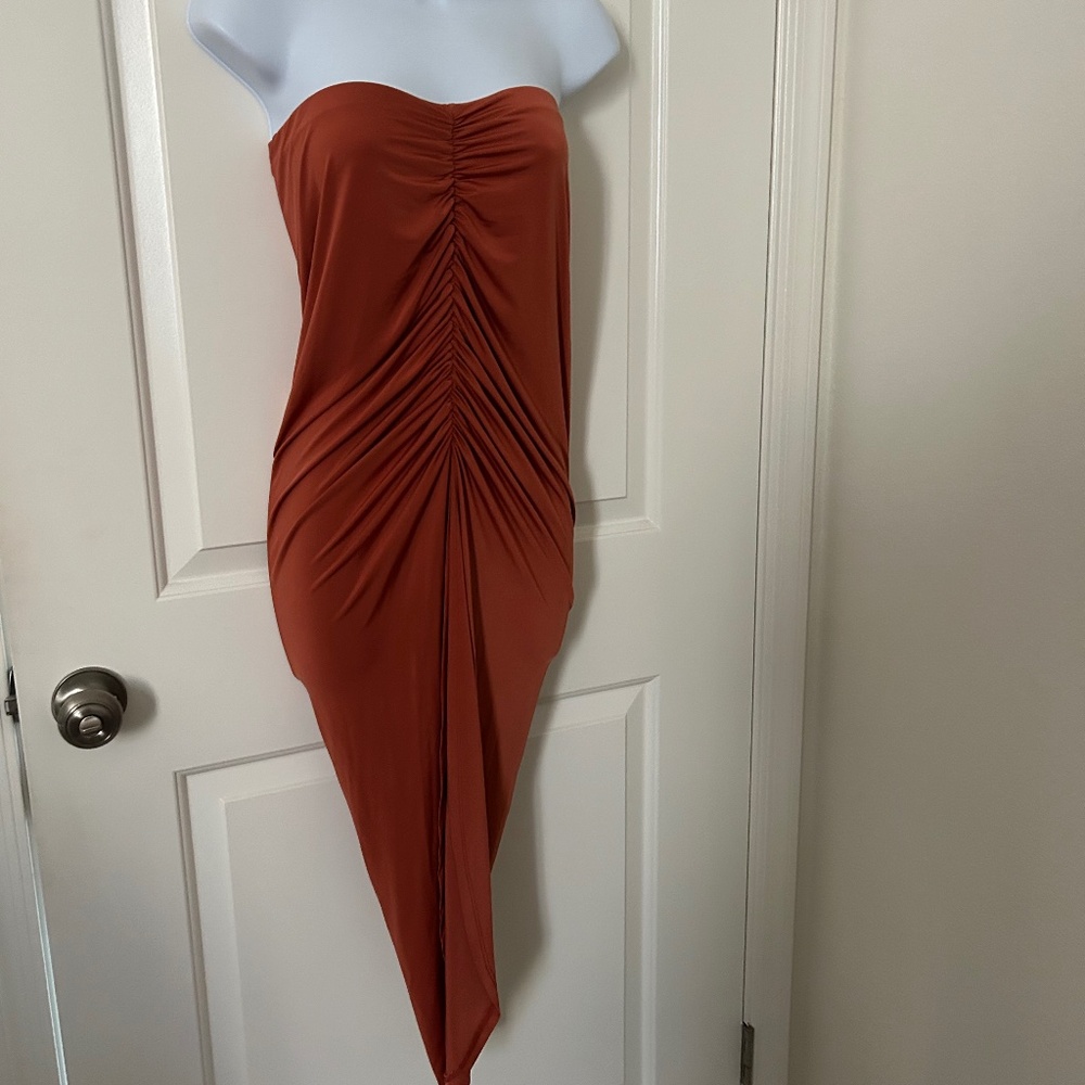Sexy Orange high Slit Tube Dress -size XS